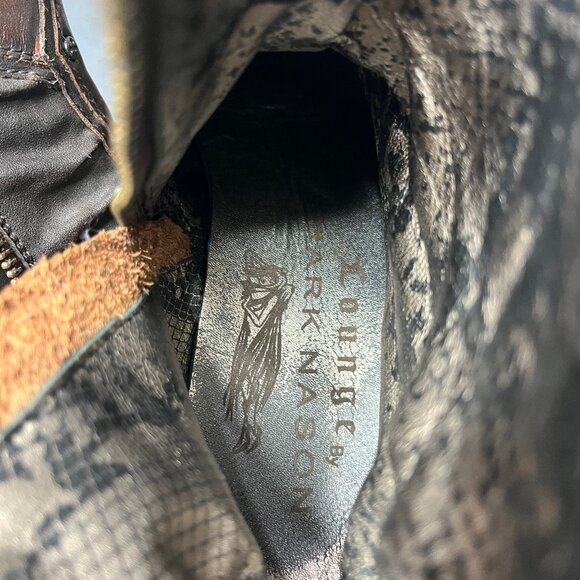 Mark Nason Boots 71785 Men Size 8.5 Brown Leather Zip Sword Cross Lounge U ROCK - Picture 7 of 13